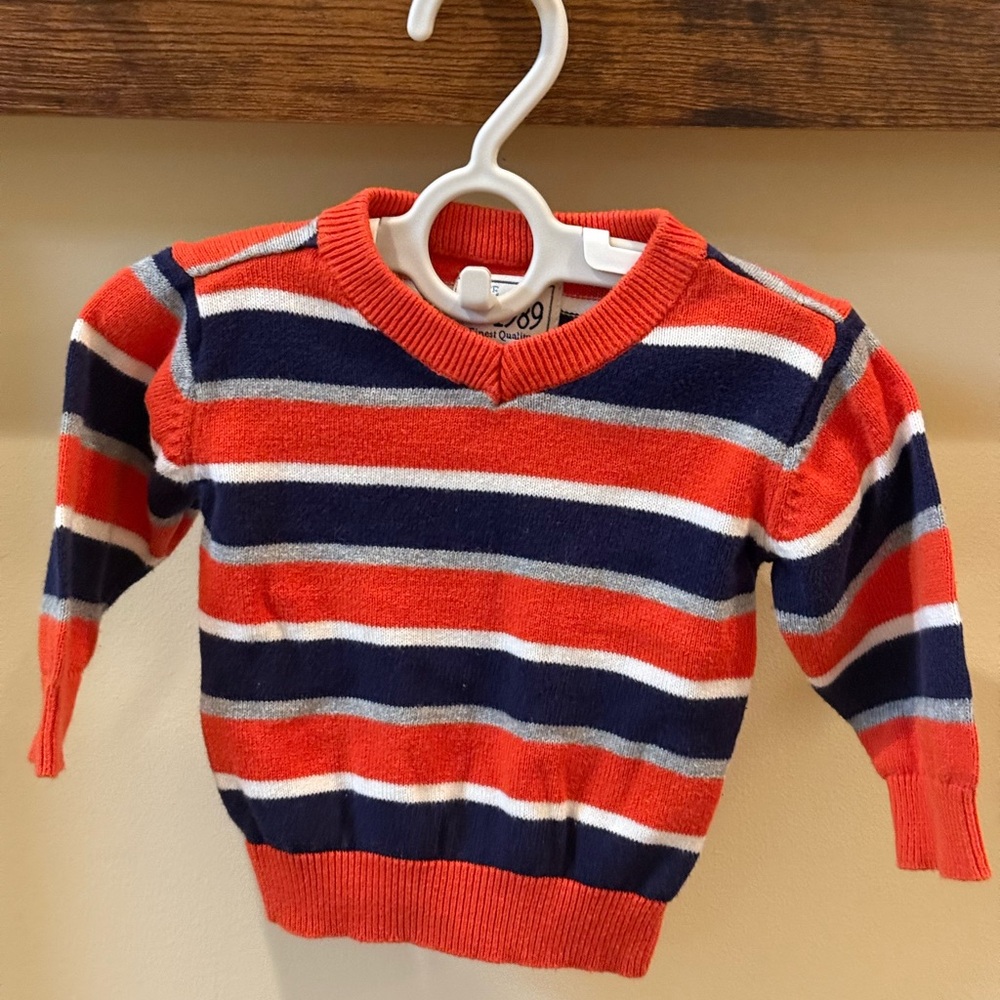 The Children's Place Baby Boy Orange Striped Sweater Size 6-9 Months